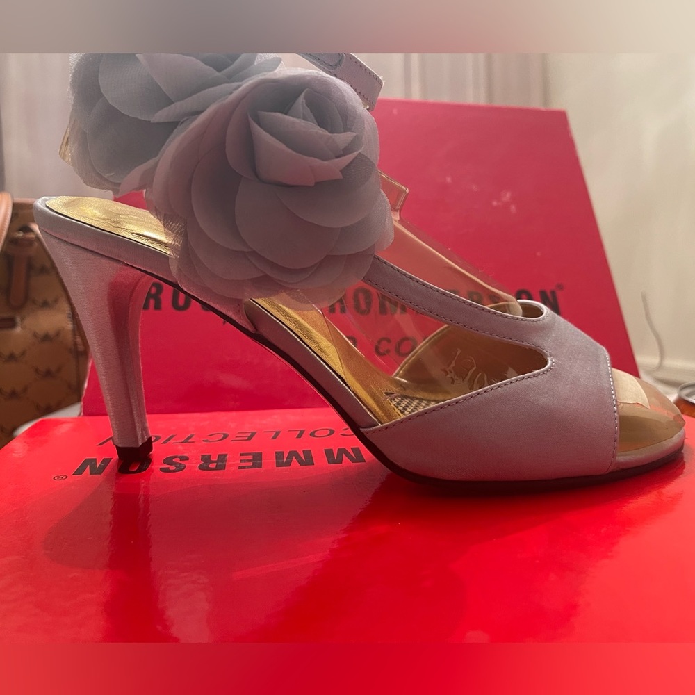 Ros Hommerson SILVER CELESTE Satin Heels Ros Hommerson Red Rose Collection Satin